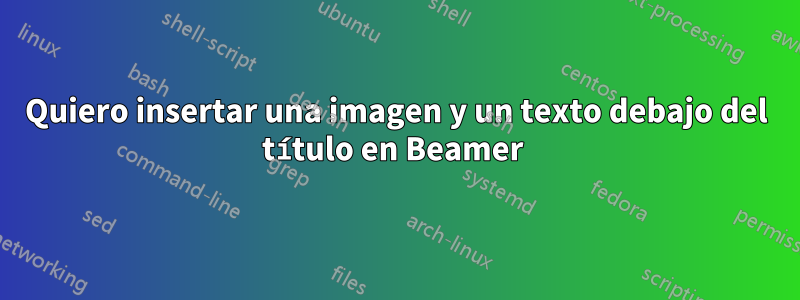 Quiero insertar una imagen y un texto debajo del título en Beamer 