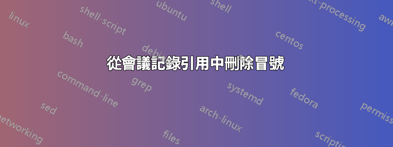 從會議記錄引用中刪除冒號
