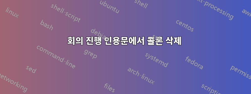 회의 진행 인용문에서 콜론 삭제