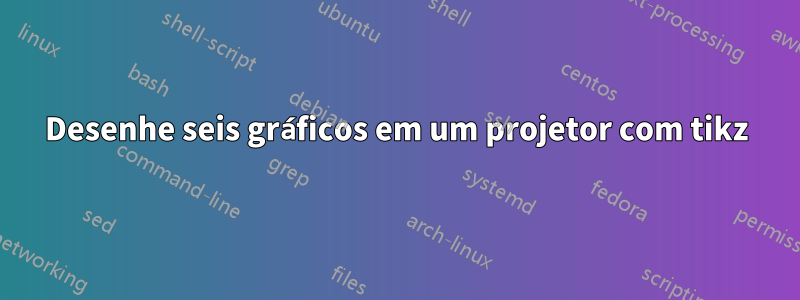 Desenhe seis gráficos em um projetor com tikz