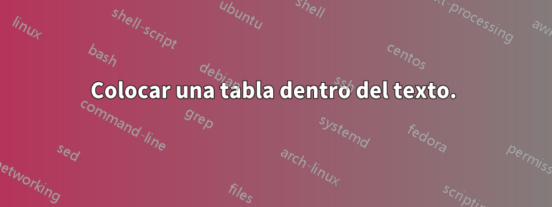 Colocar una tabla dentro del texto.