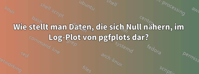 Wie stellt man Daten, die sich Null nähern, im Log-Plot von pgfplots dar?