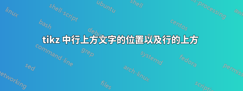 tikz 中行上方文字的位置以及行的上方