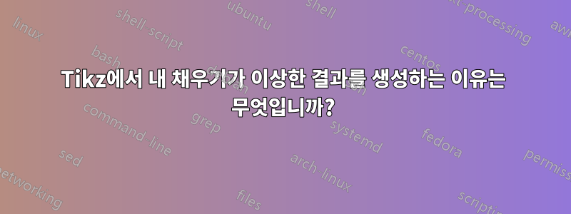 Tikz에서 내 채우기가 이상한 결과를 생성하는 이유는 무엇입니까?