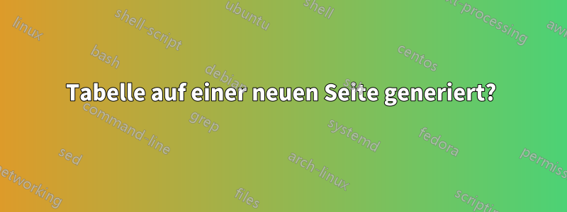 Tabelle auf einer neuen Seite generiert?