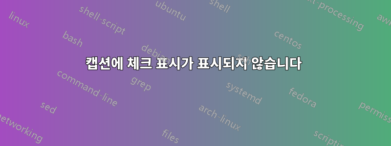 캡션에 체크 표시가 표시되지 않습니다