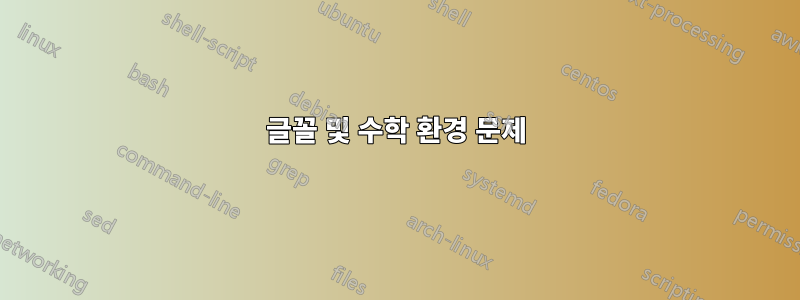 글꼴 및 수학 환경 문제