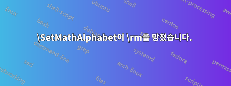 \SetMathAlphabet이 \rm을 망쳤습니다.