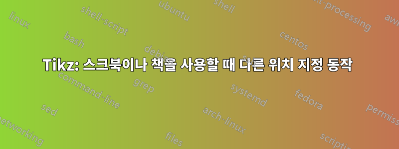 Tikz: 스크북이나 책을 사용할 때 다른 위치 지정 동작