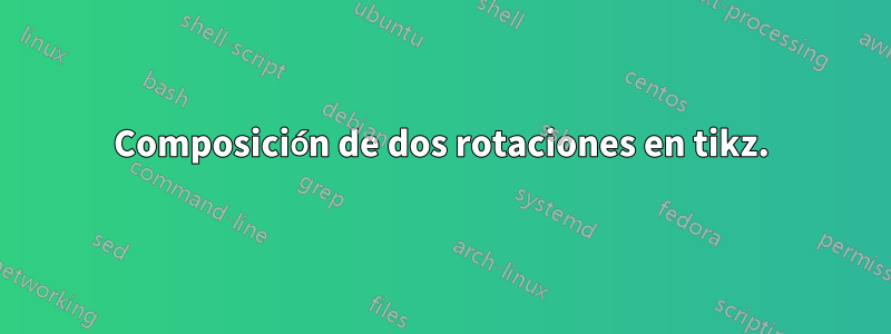 Composición de dos rotaciones en tikz.