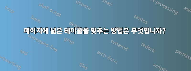 페이지에 넓은 테이블을 맞추는 방법은 무엇입니까?