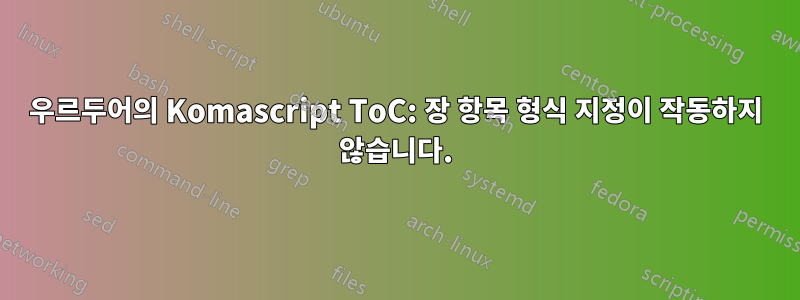 우르두어의 Komascript ToC: 장 항목 형식 지정이 작동하지 않습니다.