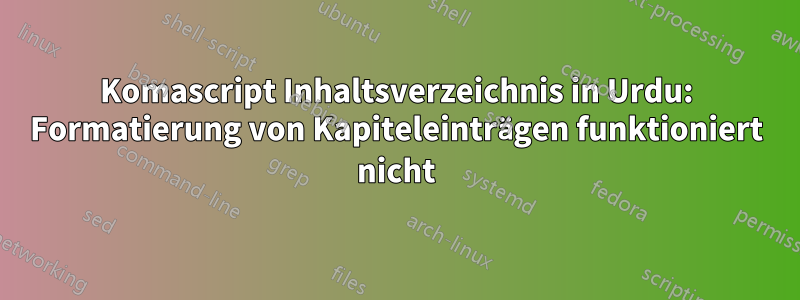 Komascript Inhaltsverzeichnis in Urdu: Formatierung von Kapiteleinträgen funktioniert nicht
