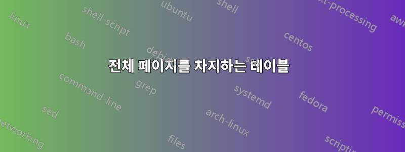 전체 페이지를 차지하는 테이블 