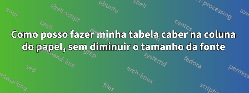 Como posso fazer minha tabela caber na coluna do papel, sem diminuir o tamanho da fonte