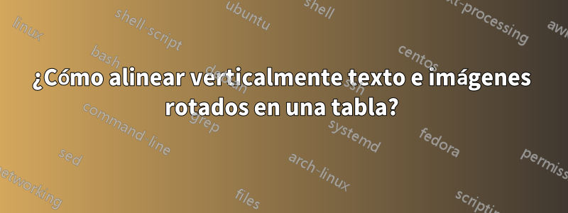 ¿Cómo alinear verticalmente texto e imágenes rotados en una tabla?