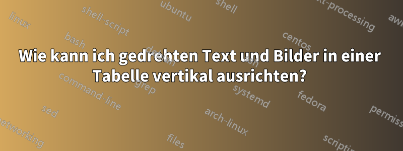Wie kann ich gedrehten Text und Bilder in einer Tabelle vertikal ausrichten?