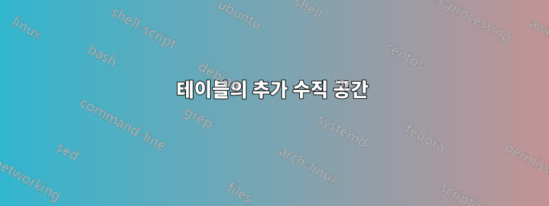 테이블의 추가 수직 공간