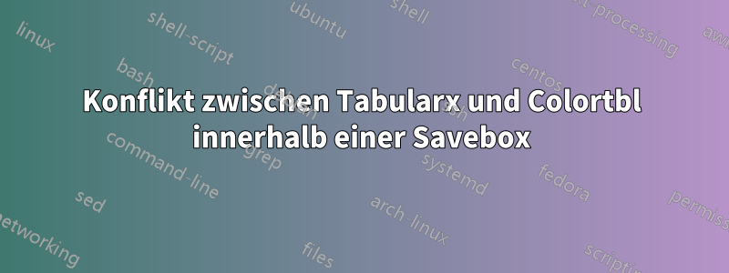 Konflikt zwischen Tabularx und Colortbl innerhalb einer Savebox