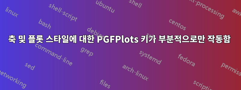 축 및 플롯 스타일에 대한 PGFPlots 키가 부분적으로만 작동함