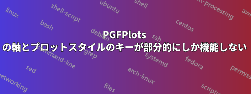 PGFPlots の軸とプロットスタイルのキーが部分的にしか機能しない