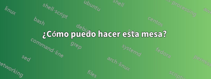 ¿Cómo puedo hacer esta mesa?