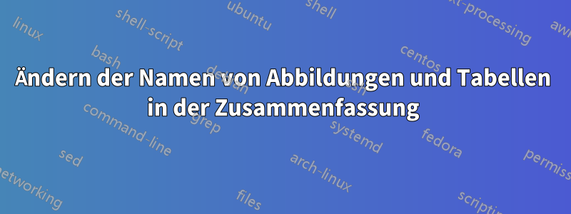 Ändern der Namen von Abbildungen und Tabellen in der Zusammenfassung