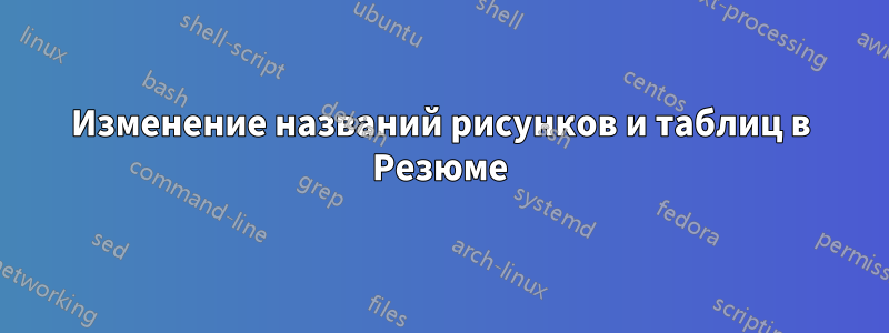 Изменение названий рисунков и таблиц в Резюме