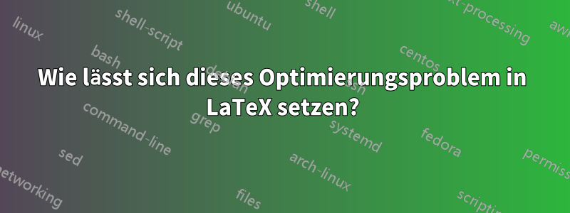 Wie lässt sich dieses Optimierungsproblem in LaTeX setzen?