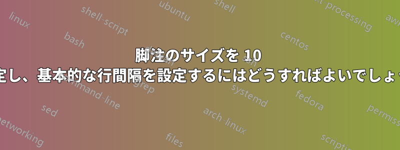 脚注のサイズを 10 に設定し、基本的な行間隔を設定するにはどうすればよいでしょうか?