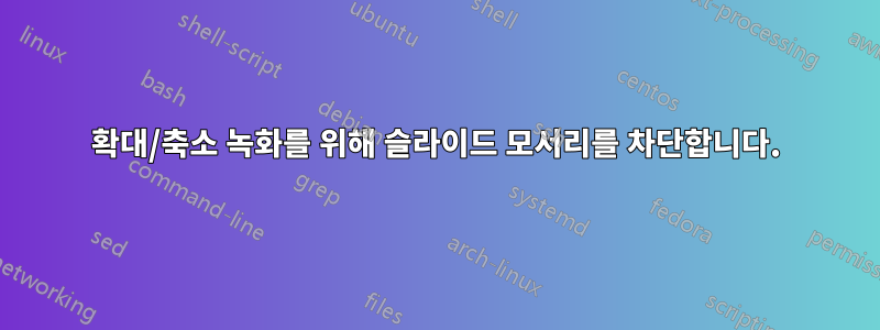 확대/축소 녹화를 위해 슬라이드 모서리를 차단합니다.