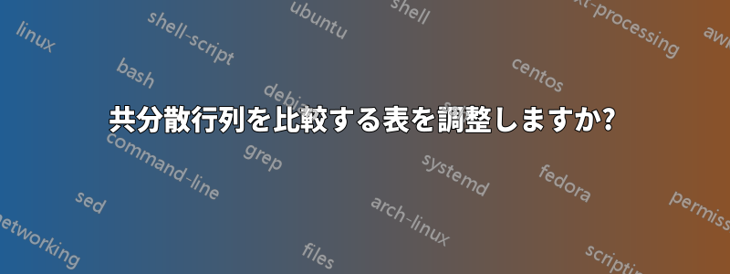 共分散行列を比較する表を調整しますか?