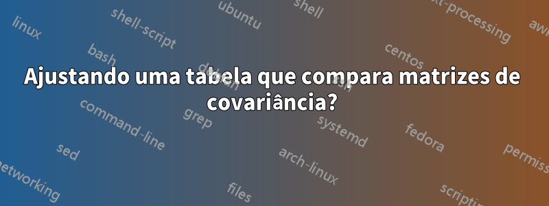 Ajustando uma tabela que compara matrizes de covariância?