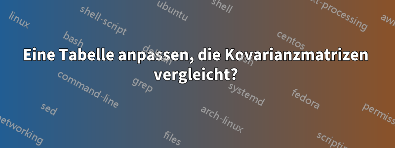 Eine Tabelle anpassen, die Kovarianzmatrizen vergleicht?