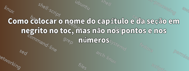 Como colocar o nome do capítulo e da seção em negrito no toc, mas não nos pontos e nos números