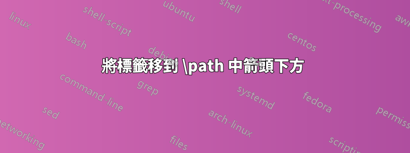 將標籤移到 \path 中箭頭下方