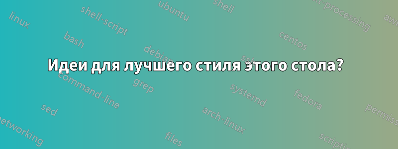 Идеи для лучшего стиля этого стола? 