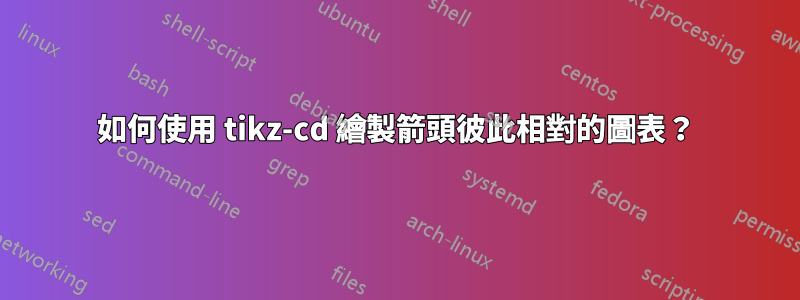 如何使用 tikz-cd 繪製箭頭彼此相對的圖表？
