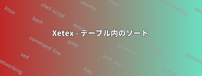 Xetex - テーブル内のソート