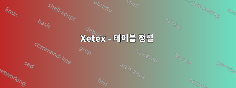 Xetex - 테이블 정렬