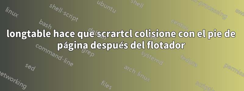 longtable hace que scrartcl colisione con el pie de página después del flotador