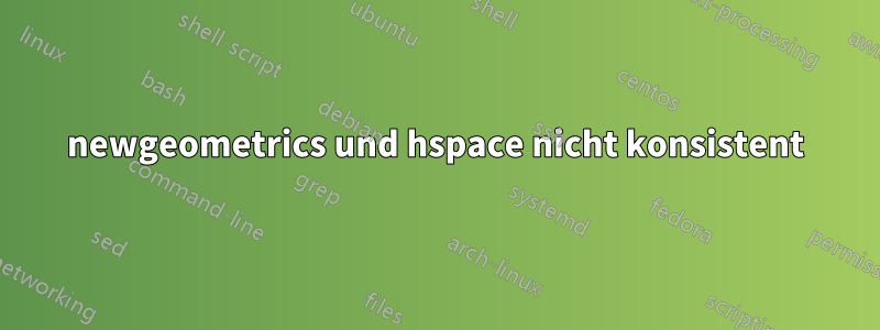 newgeometrics und hspace nicht konsistent