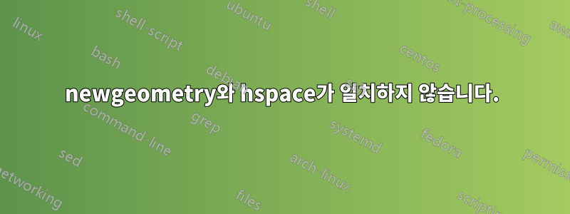 newgeometry와 hspace가 일치하지 않습니다.