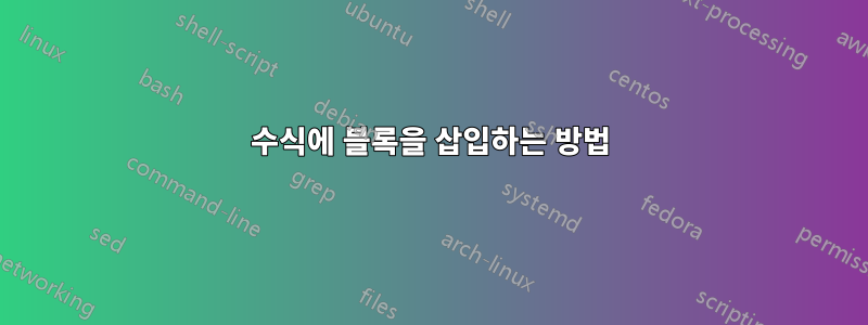 수식에 블록을 삽입하는 방법