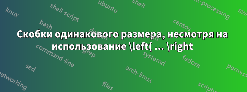 Скобки одинакового размера, несмотря на использование \left( ... \right