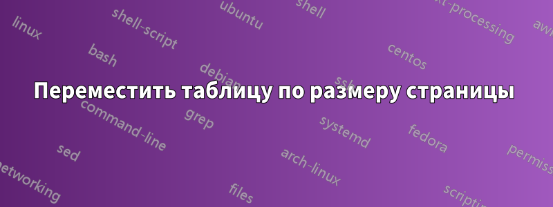 Переместить таблицу по размеру страницы