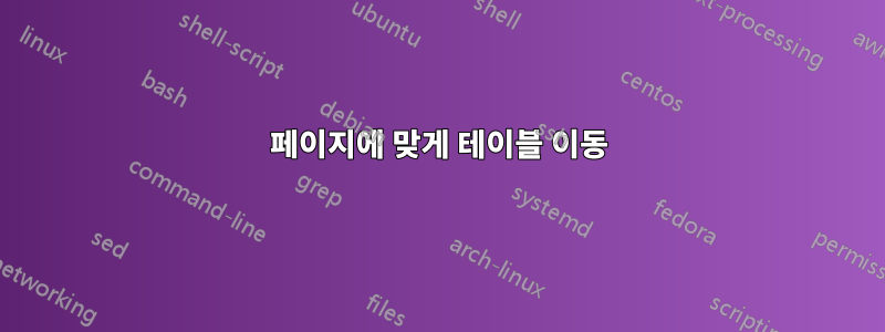 페이지에 맞게 테이블 이동