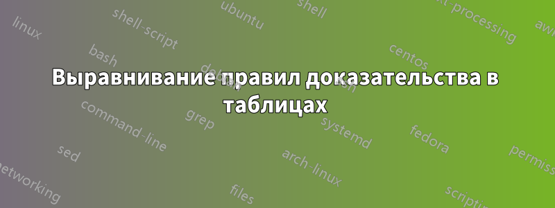 Выравнивание правил доказательства в таблицах