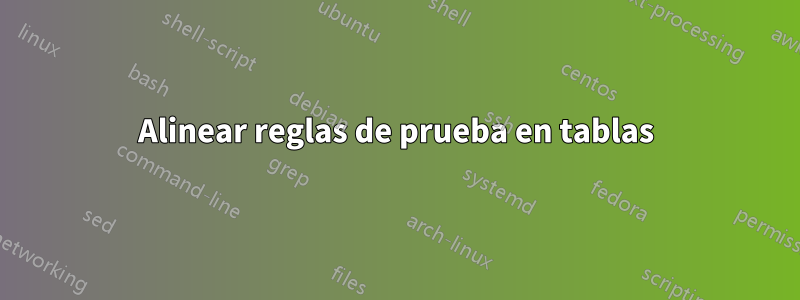 Alinear reglas de prueba en tablas
