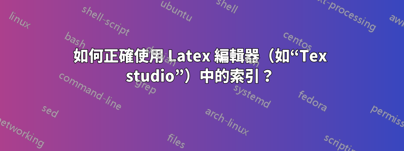 如何正確使用 Latex 編輯器（如“Tex studio”）中的索引？